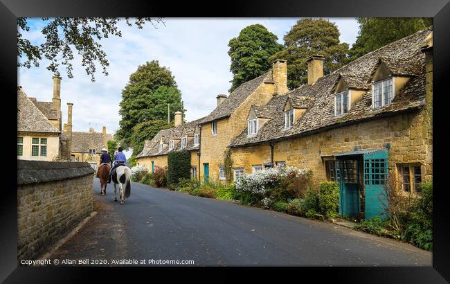 Snowshill Village Cottages and Horses Framed Print by Allan Bell