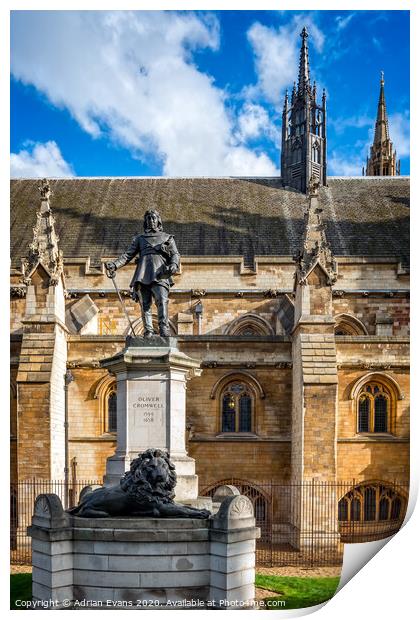 Oliver Cromwell Statue London Print by Adrian Evans