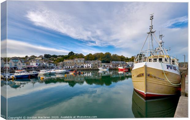 Reflections in Padstow Harbour Cornwall Canvas Print by Gordon Maclaren