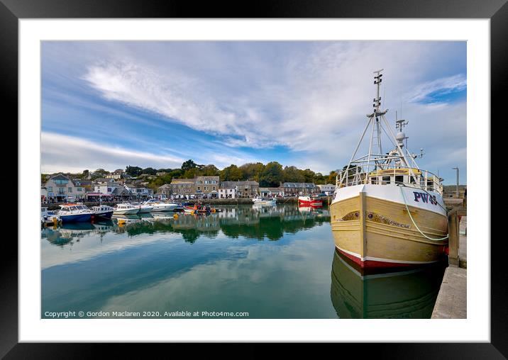 Reflections in Padstow Harbour Cornwall Framed Mounted Print by Gordon Maclaren
