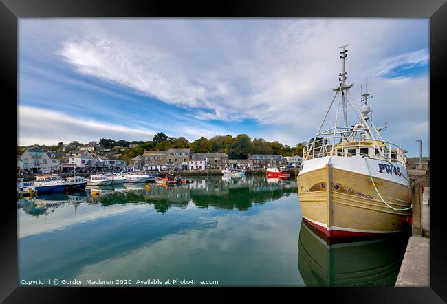 Reflections in Padstow Harbour Cornwall Framed Print by Gordon Maclaren