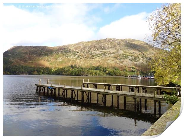 Jetties at Ullswater Lake District Print by Sheila Ramsey