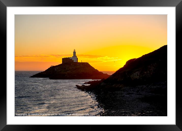 Sunrise Mumbles Lighthouse Framed Mounted Print by Gordon Maclaren