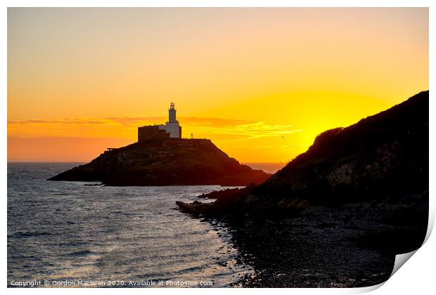 Sunrise Mumbles Lighthouse Print by Gordon Maclaren