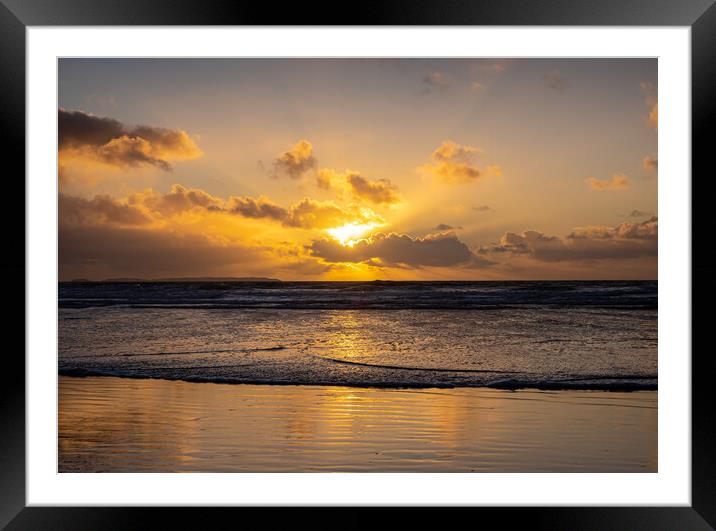 Newgale Sunset in Winter. Framed Mounted Print by Colin Allen