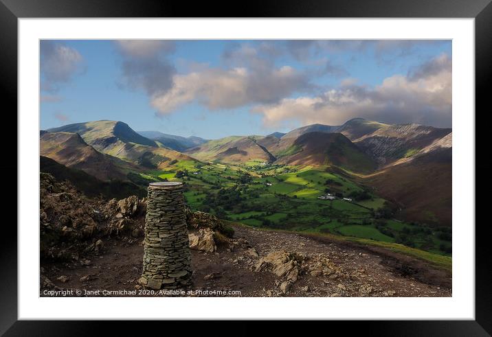 Catbells Summit - Lake District Framed Mounted Print by Janet Carmichael