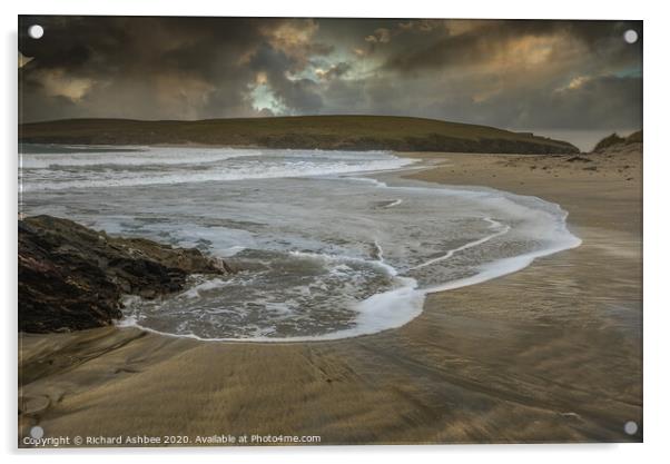 Stormy day at St Ninian's Isle Shetland Acrylic by Richard Ashbee