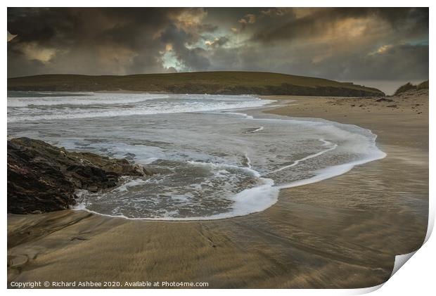 Stormy day at St Ninian's Isle Shetland Print by Richard Ashbee