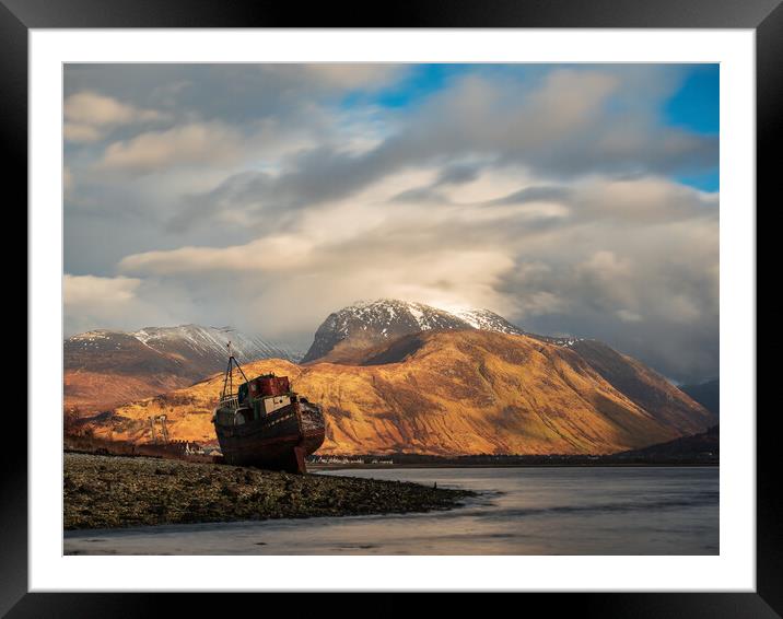 Corpach Wreck and Ben Nevis, Scotland.  Framed Mounted Print by Tommy Dickson