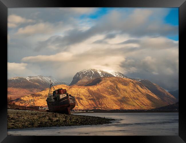Corpach Wreck and Ben Nevis, Scotland.  Framed Print by Tommy Dickson
