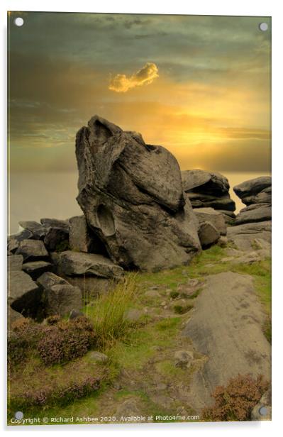 Sunset at a rocky outcrop in the Peak District Acrylic by Richard Ashbee