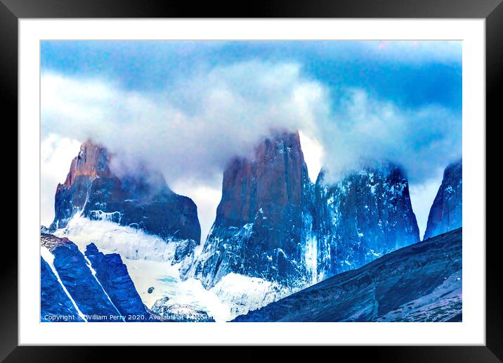 Towers Torres del Paine National Park Chile Framed Mounted Print by William Perry