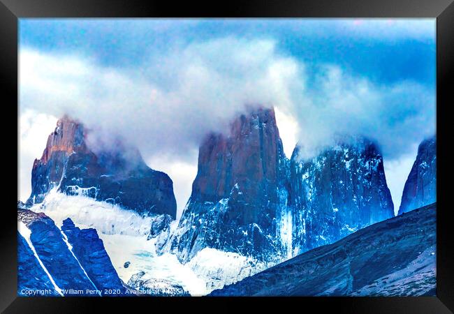 Towers Torres del Paine National Park Chile Framed Print by William Perry