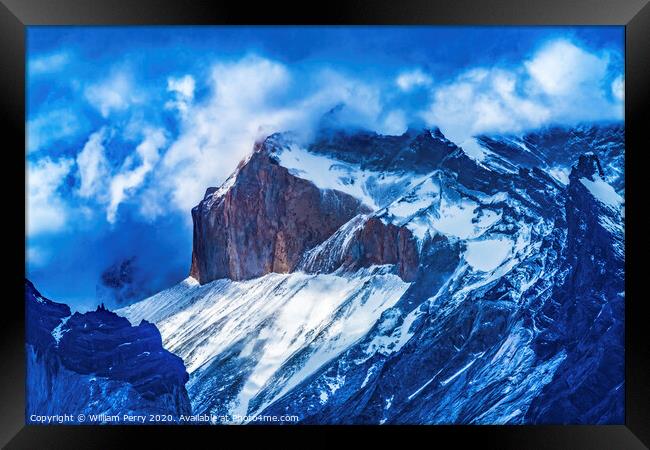 Brown Granite Cliff Torres del Paine Horns Area National Park Ch Framed Print by William Perry