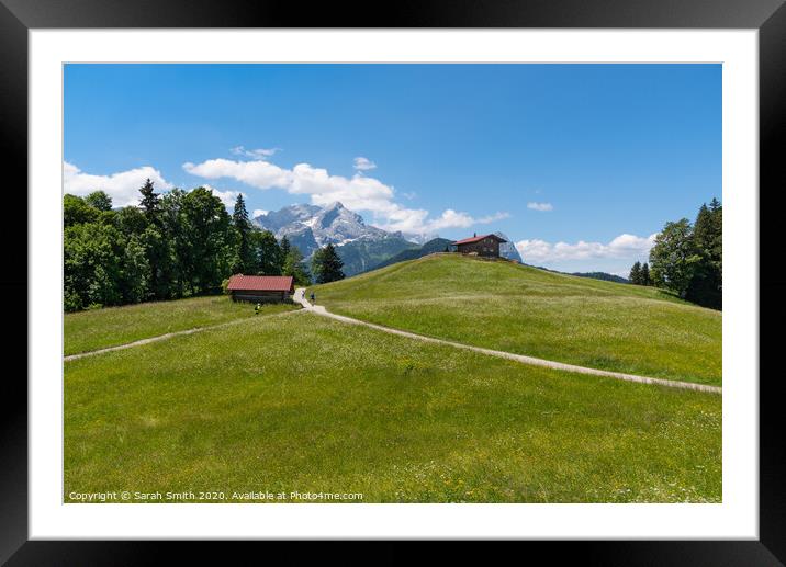 Eckbauer Alm mountain meadow near Garmisch Framed Mounted Print by Sarah Smith