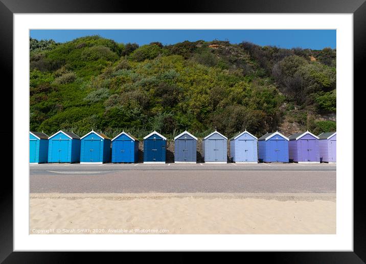 Row of beach huts at Bournemouth  Framed Mounted Print by Sarah Smith
