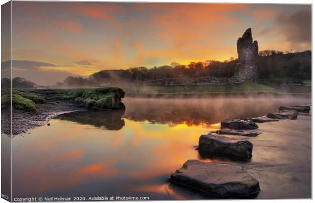 Ogmore Castle Sunrise Canvas Print by Neil Holman