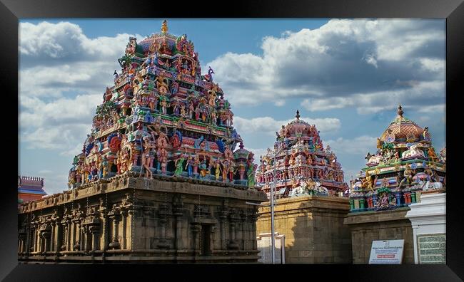 Chennai, India - October 27, 2018: Kapaleeswarar temple is the chief landmark of Mylapore and one of the popular and prominent Hindu temples in South India. Framed Print by Arpan Bhatia