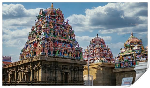 Chennai, India - October 27, 2018: Kapaleeswarar temple is the chief landmark of Mylapore and one of the popular and prominent Hindu temples in South India. Print by Arpan Bhatia