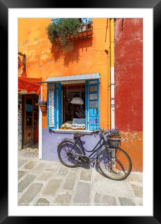 Burano Shop and Bicycle Framed Mounted Print by Graham Prentice