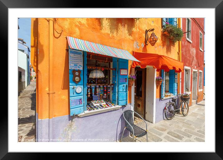 Burano Painted Buildings Framed Mounted Print by Graham Prentice