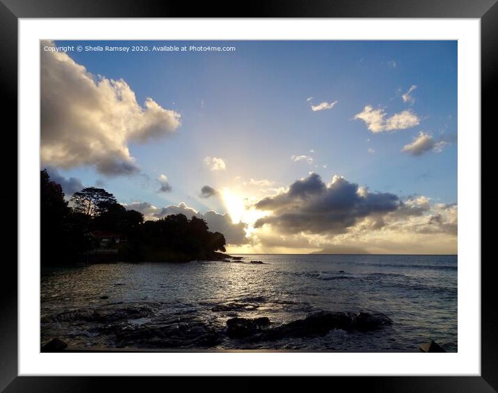 Mahe sunset Seychelles Framed Mounted Print by Sheila Ramsey