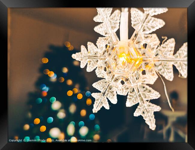 Cosy Christmas Lights and Bokeh Lights in Christmas Tree Framed Print by Cosmin Iftode