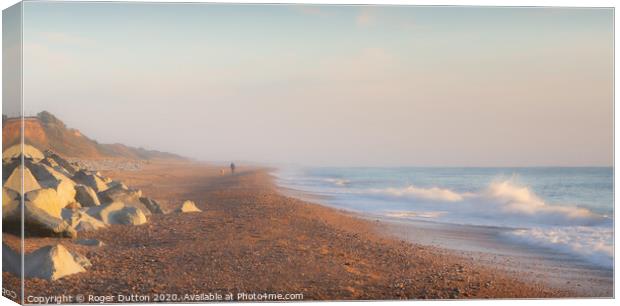Serene Morning at California Beach, Norfolk Canvas Print by Roger Dutton