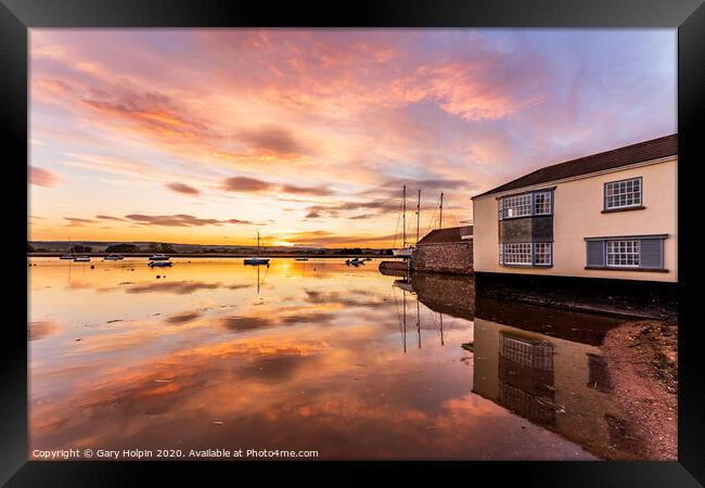 Autumn sunset on the River Exe Framed Print by Gary Holpin