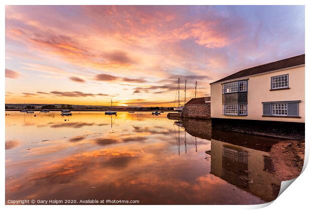Autumn sunset on the River Exe Print by Gary Holpin