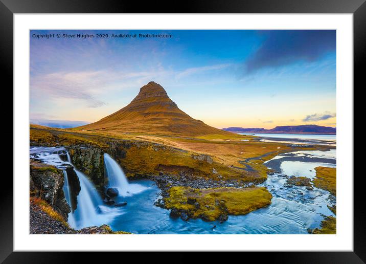 Kirkjufell mountain in Iceland Framed Mounted Print by Steve Hughes