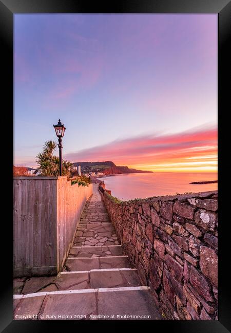 First sunrise of winter over Sidmouth, Devon Framed Print by Gary Holpin
