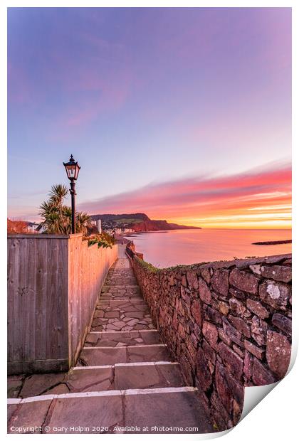 First sunrise of winter over Sidmouth, Devon Print by Gary Holpin