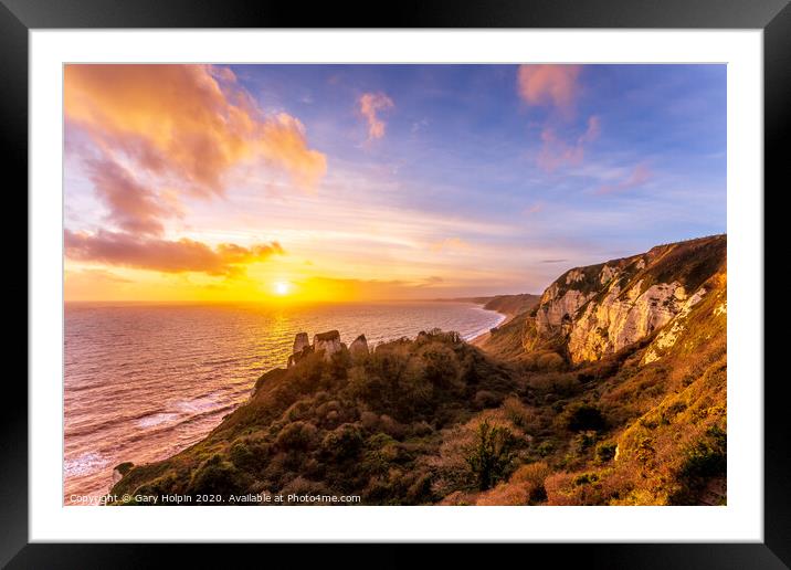 Sunset over the undercliff Framed Mounted Print by Gary Holpin