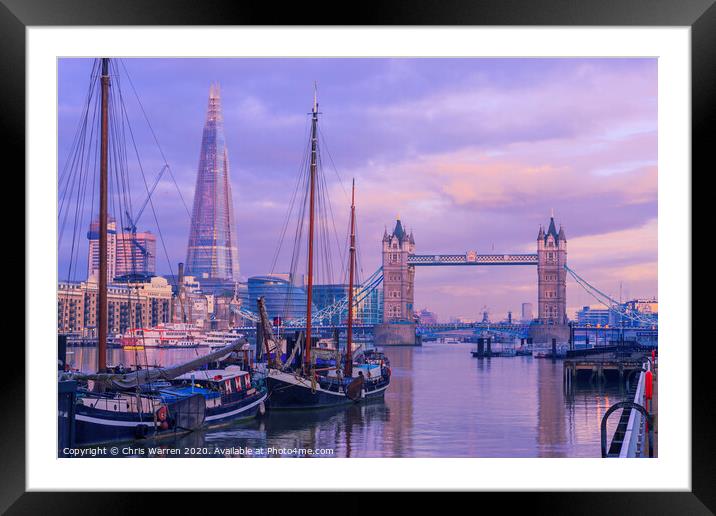 Tower Bridge and The Shard River Thames London  Framed Mounted Print by Chris Warren