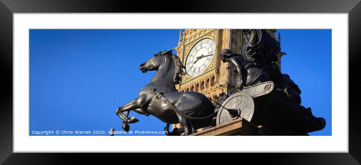 Big Ben and Boadicea's Horse Westminster London  Framed Mounted Print by Chris Warren