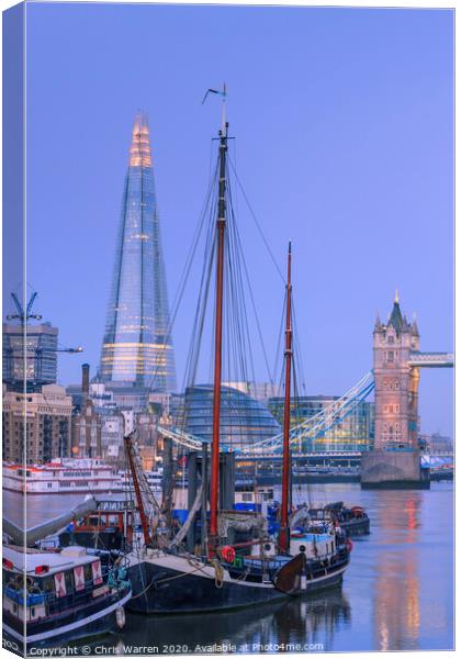 Tower Bridge and The Shard River Thames London  Canvas Print by Chris Warren
