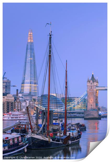 Tower Bridge and The Shard River Thames London  Print by Chris Warren