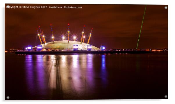 The O2 London at night Acrylic by Steve Hughes