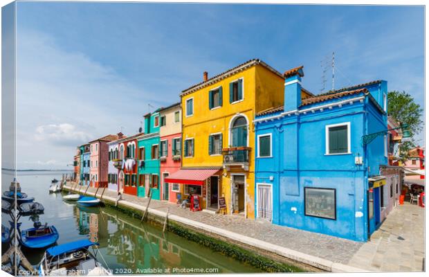 Burano Painted Buildings Canvas Print by Graham Prentice