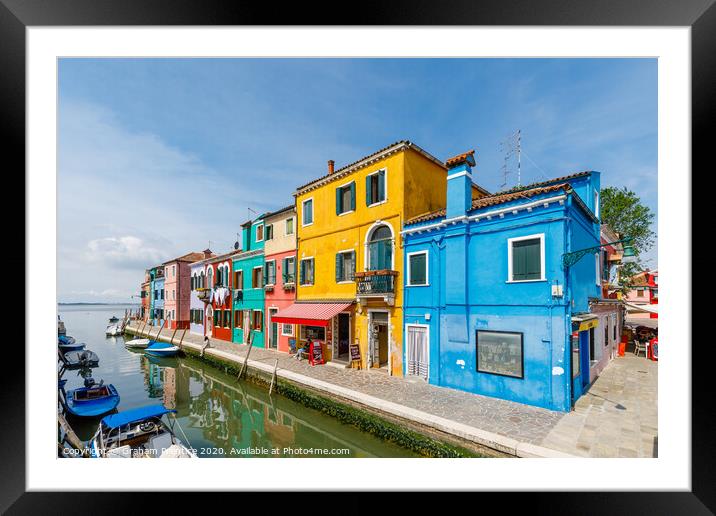 Burano Painted Buildings Framed Mounted Print by Graham Prentice