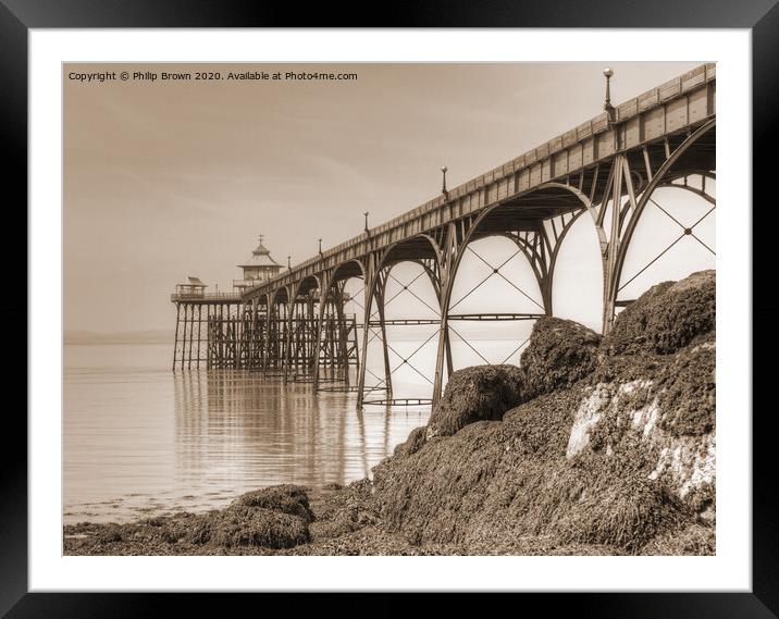 Clevedon Pier, 1869, Close View, UK Framed Mounted Print by Philip Brown