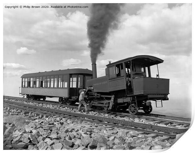 Manitou and Pike's Peak Railway, Cog wheel train Print by Philip Brown