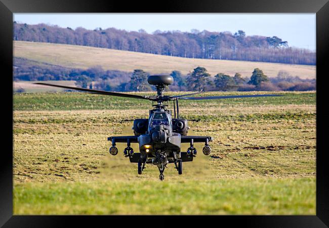 Apache In The Hover Framed Print by Oxon Images