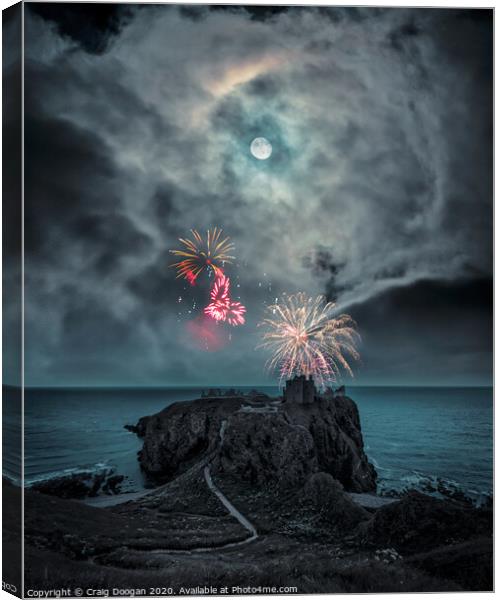 Dunnottar Castle Fireworks Canvas Print by Craig Doogan