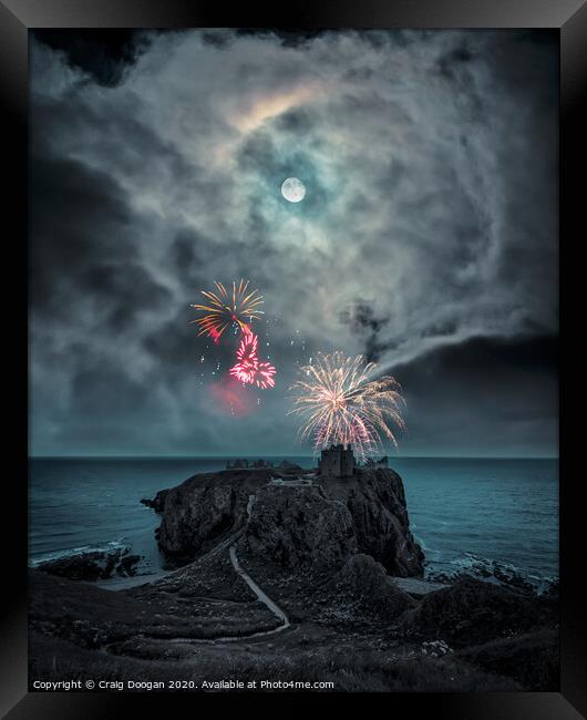 Dunnottar Castle Fireworks Framed Print by Craig Doogan