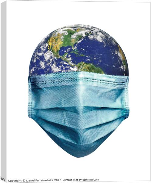 Earth With Face Mask Pandemic Concept Canvas Print by Daniel Ferreira-Leite