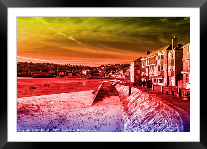 St Ives in Technicolor Framed Mounted Print by Rob Hawkins