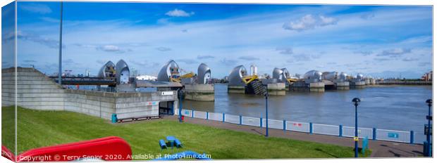 Panorama of the Thames Barrier Canvas Print by Terry Senior
