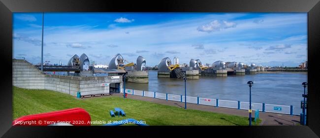Panorama of the Thames Barrier Framed Print by Terry Senior
